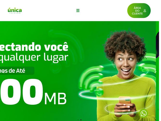 The website screenshot for https://unicatelecom.com.br/