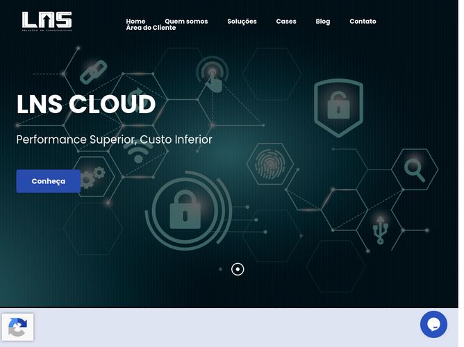 The website screenshot for https://www.lns.com.br/