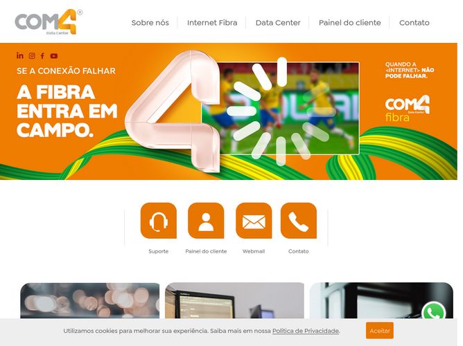 The website screenshot for http://www.com4.com.br