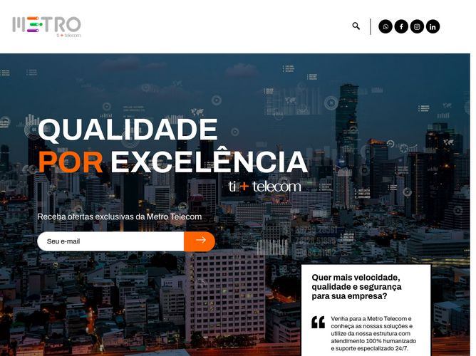 The website screenshot for http://www.mcmtelecom.com.br