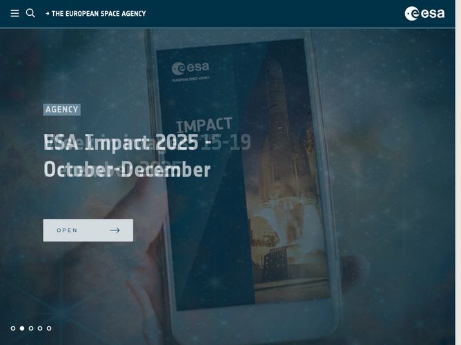The website screenshot for https://esa.int/
