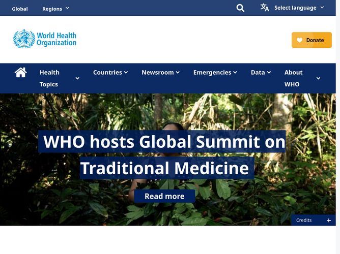 The website screenshot for https://who.int/