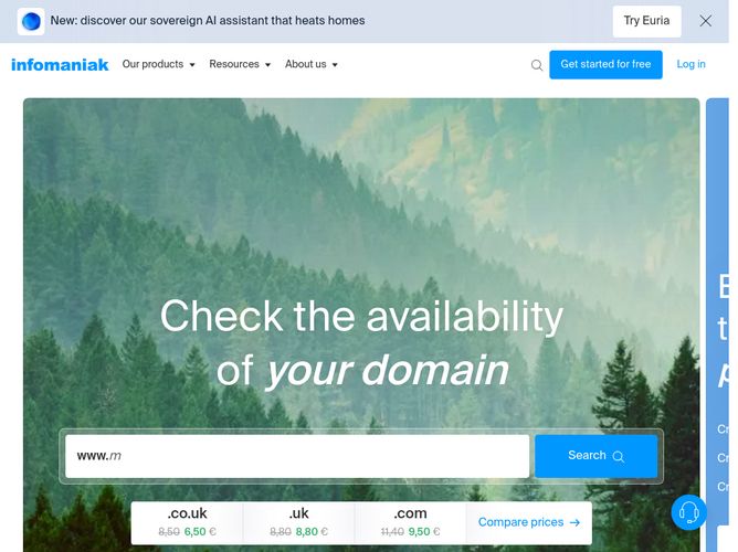 The website screenshot for https://www.infomaniak.com