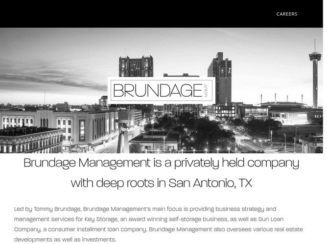 The website screenshot for http://brundagemgt.com