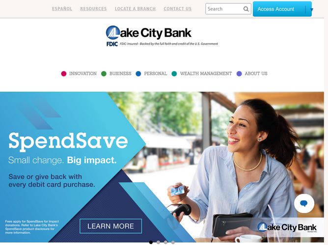 The website screenshot for http://lakecitybank.com