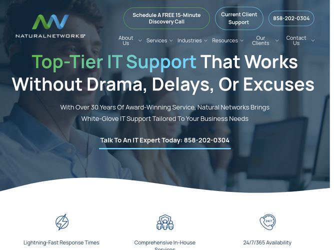 The website screenshot for http://naturalnetworks.com