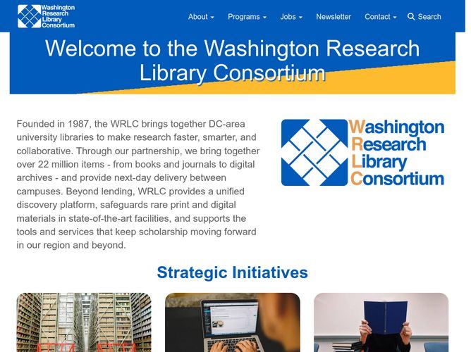 The website screenshot for http://wrlc.org