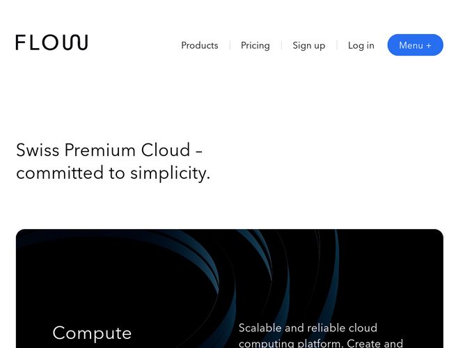 The website screenshot for https://flow.swiss