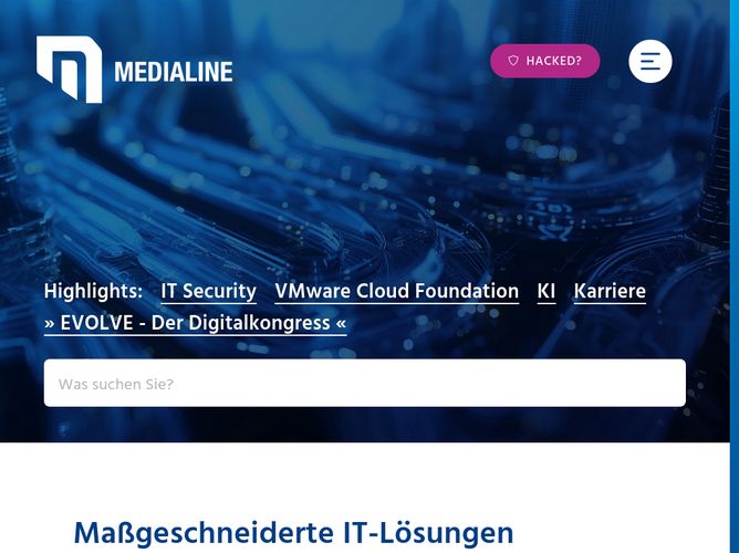 The website screenshot for https://www.medialine.ag
