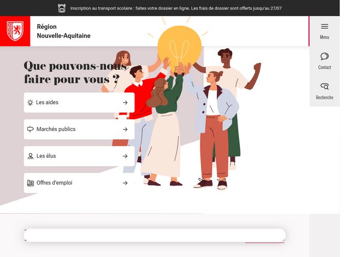 The website screenshot for https://www.nouvelle-aquitaine.fr
