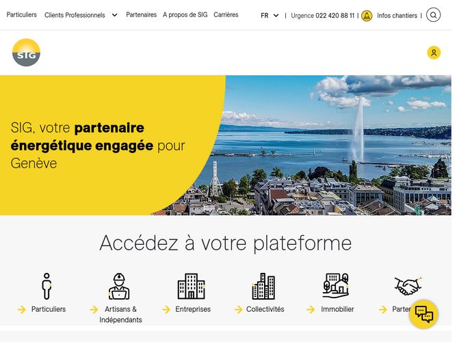 The website screenshot for https://www.sig-ge.ch