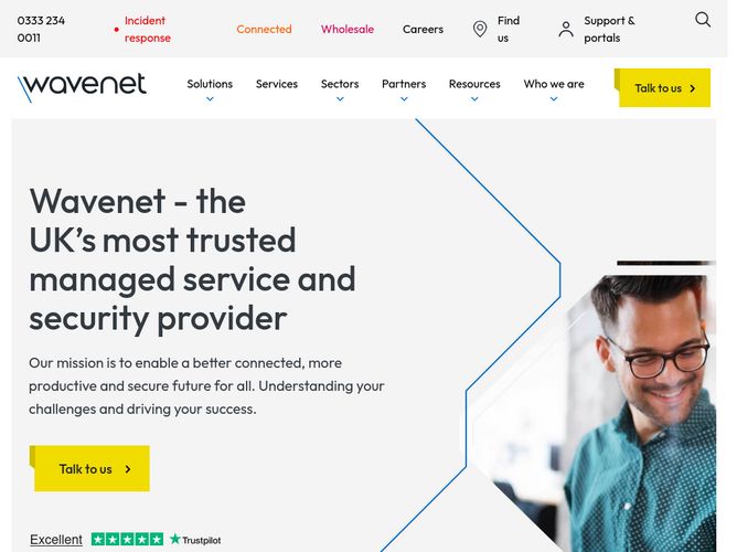 The website screenshot for https://www.wavenet.co.uk