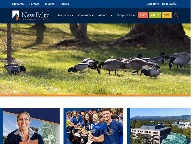 The website screenshot for http://newpaltz.edu