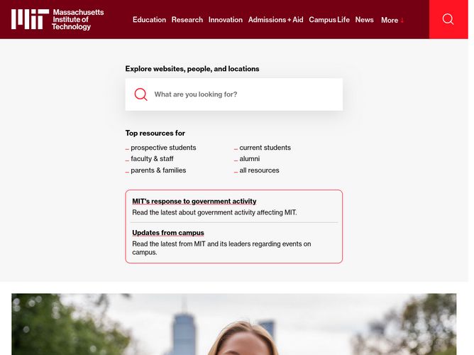 The website screenshot for https://web.mit.edu
