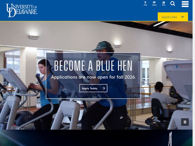 The website screenshot for http://udel.edu