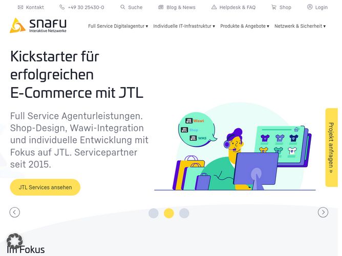 The website screenshot for http://www.snafu.de