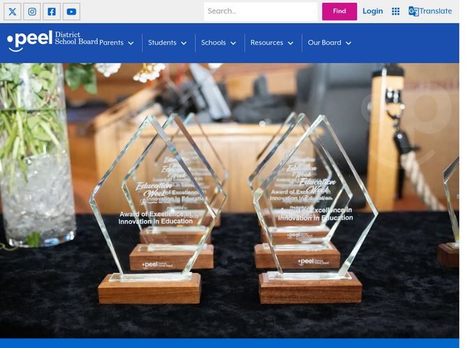 The website screenshot for http://www.peelschools.org