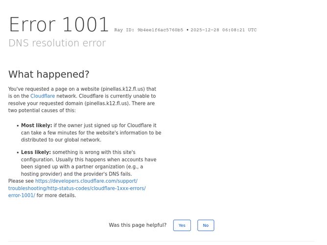 The website screenshot for http://pinellas.k12.fl.us