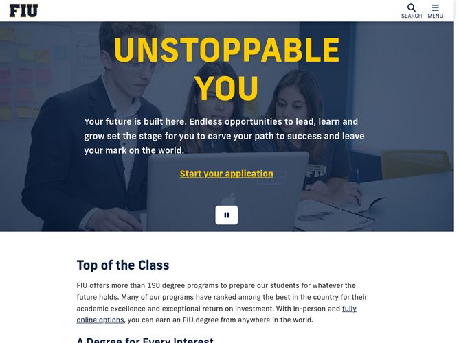The website screenshot for http://fiu.edu