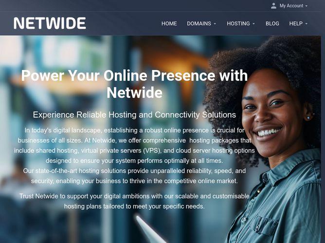 The website screenshot for http://www.netwide.co.za
