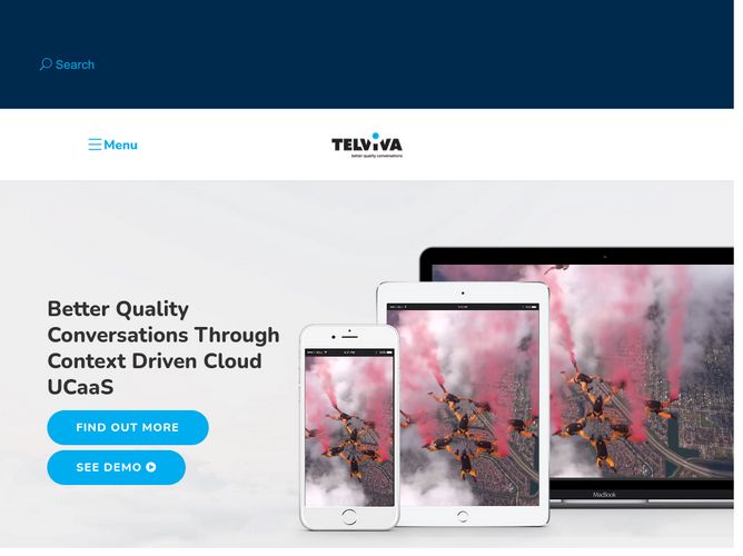 The website screenshot for https://telviva.com