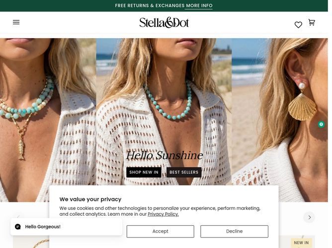 The website screenshot for http://stelladot.com