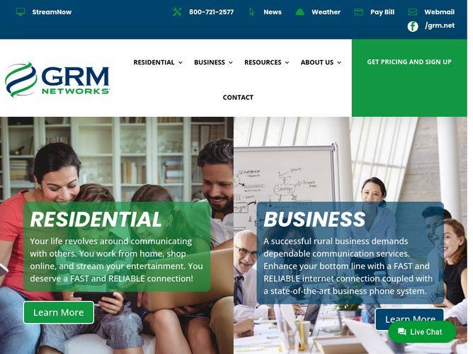 The website screenshot for http://grm.net