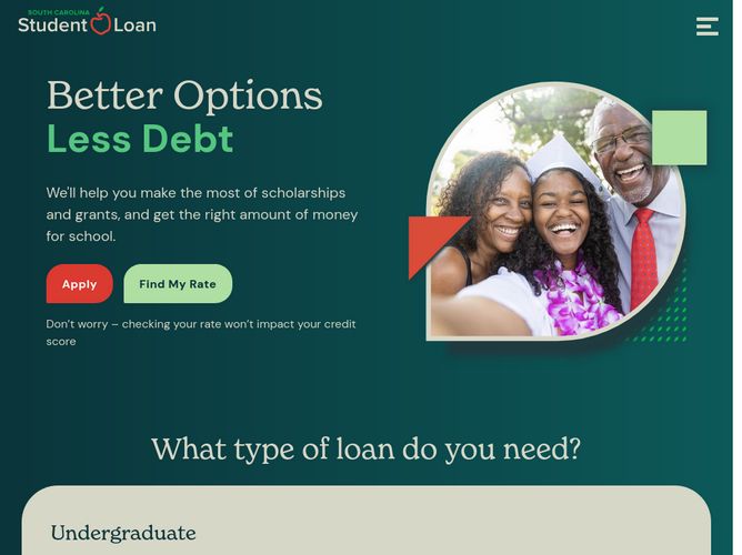 The website screenshot for http://scstudentloan.org