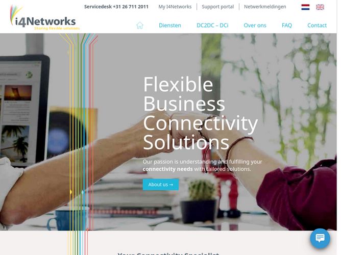 The website screenshot for https://www.i4networks.nl