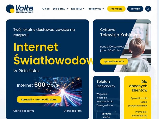 The website screenshot for http://www.volta.net.pl