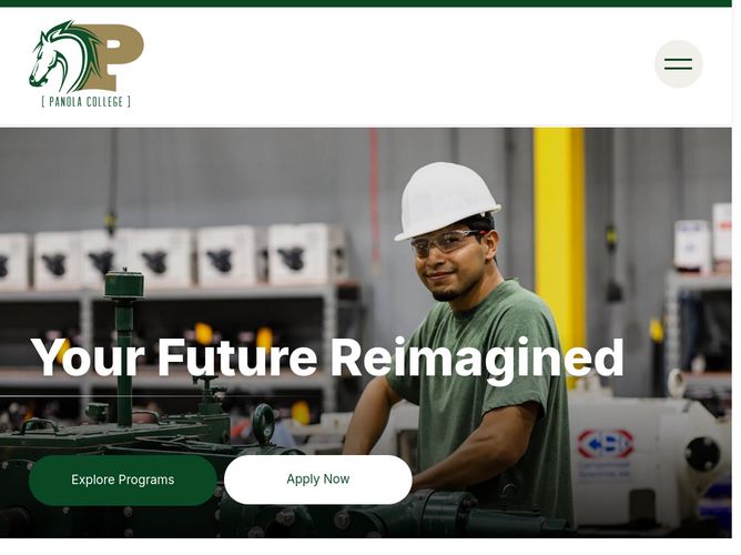 The website screenshot for http://panola.edu