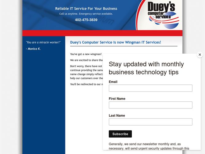 The website screenshot for http://duey.biz