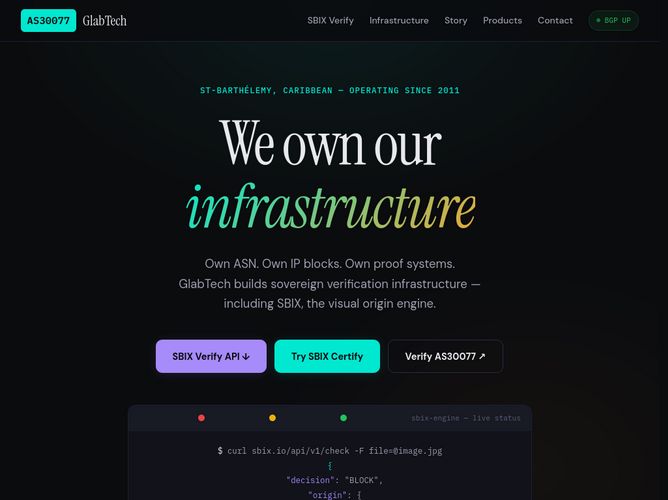 The website screenshot for http://glabtech.com