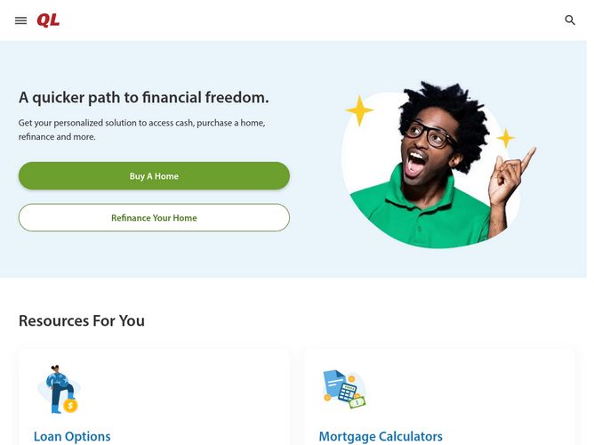 The website screenshot for http://quickenloans.com