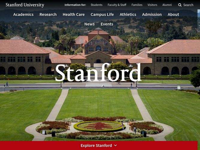 The website screenshot for http://stanford.edu