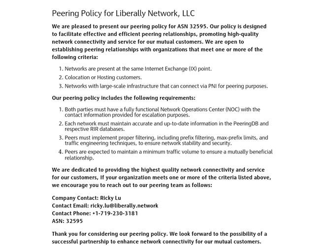 The website screenshot for https://cdn.liberally.network/as/32595