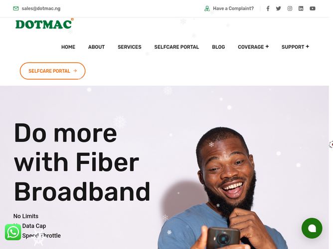 The website screenshot for https://www.dotmac.ng