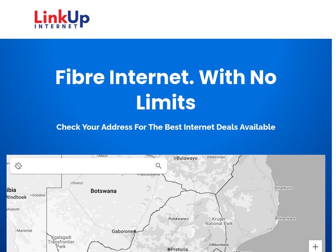 The website screenshot for http://www.link-up.co.za