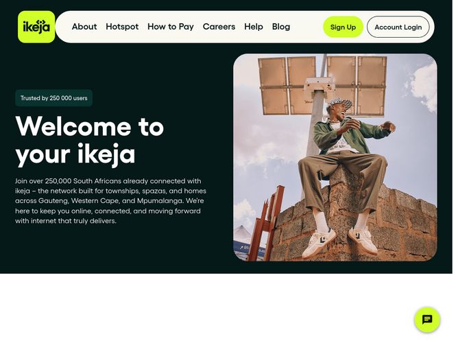 The website screenshot for https://www.ikeja.co.za/