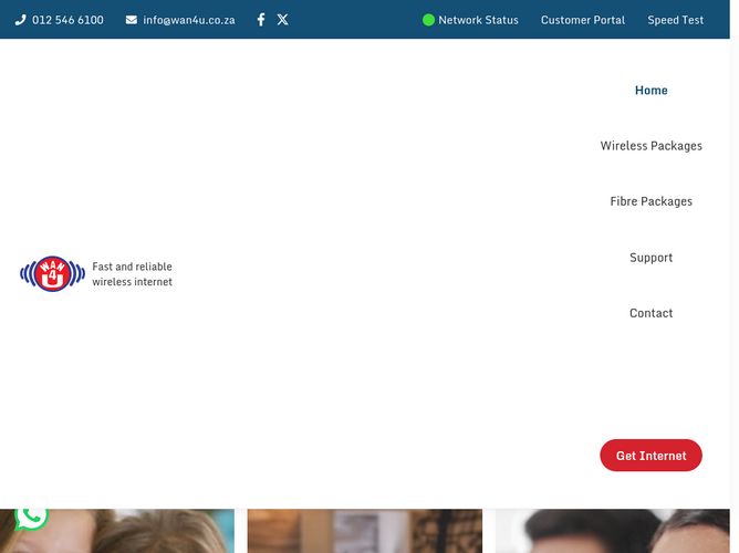 The website screenshot for https://www.wan4u.co.za
