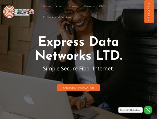 The website screenshot for https://www.expressdata.co.ke