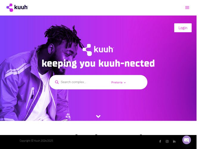 The website screenshot for https://www.kuuh.co.za