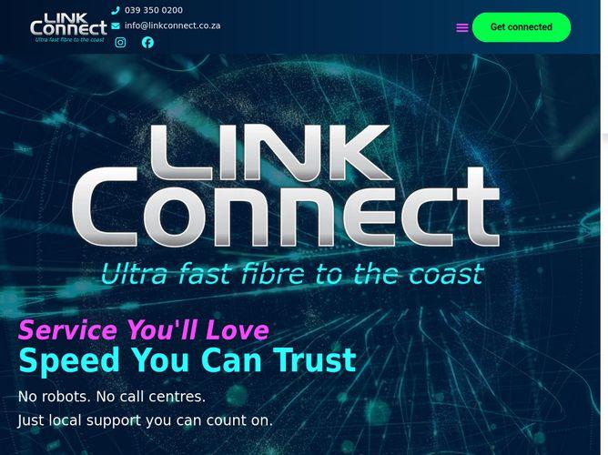 The website screenshot for http://www.linkconnect.co.za