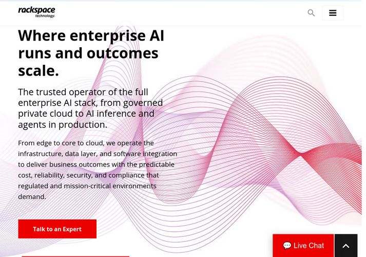 The website screenshot for https://www.rackspace.com/