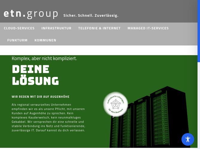 The website screenshot for https://etn.group