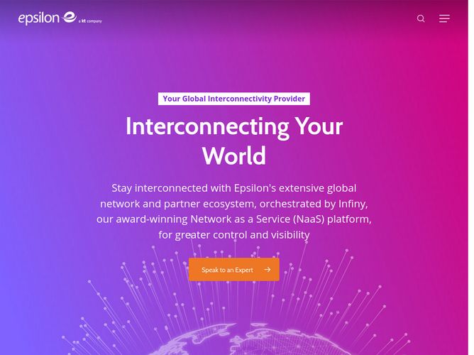 The website screenshot for https://epsilontel.com