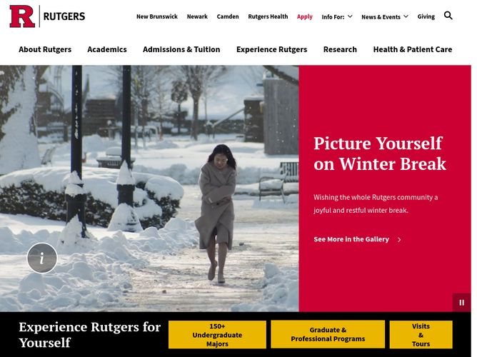 The website screenshot for http://www.rutgers.edu