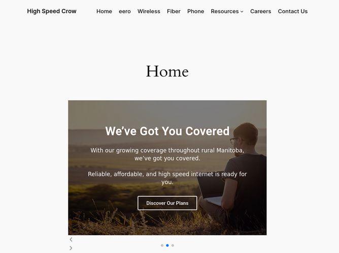 The website screenshot for http://highspeedcrow.ca