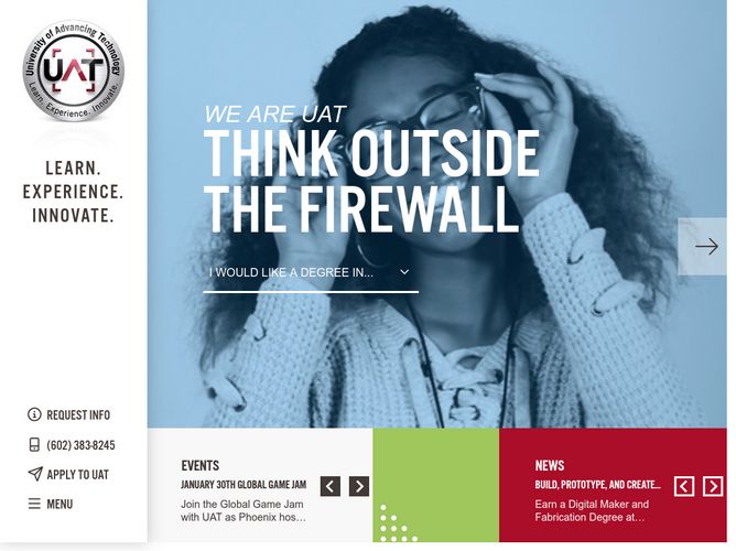 The website screenshot for http://uat.edu