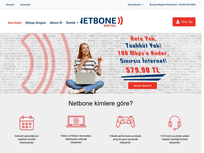 The website screenshot for http://www.netbone.com.tr